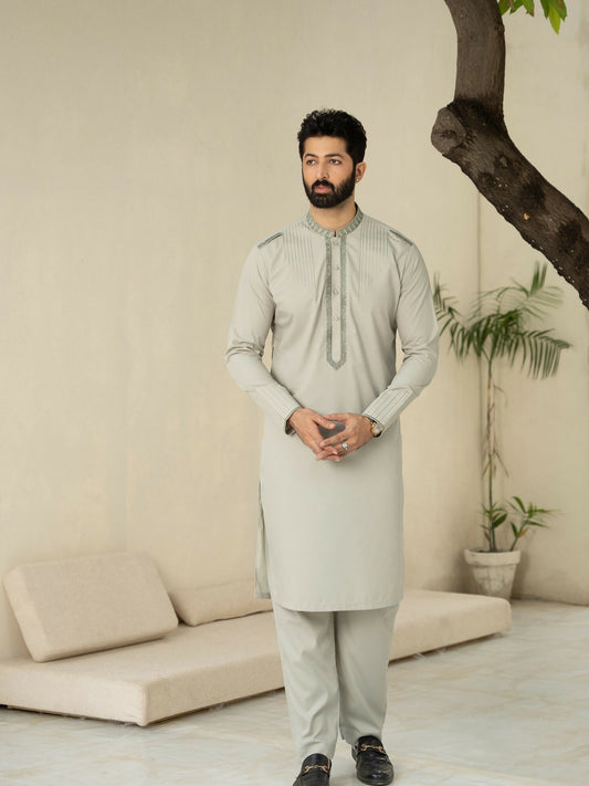 Fabrich Men Wash & Wear Embroidered Unstitched Shalwar Kameez-Nyanza
