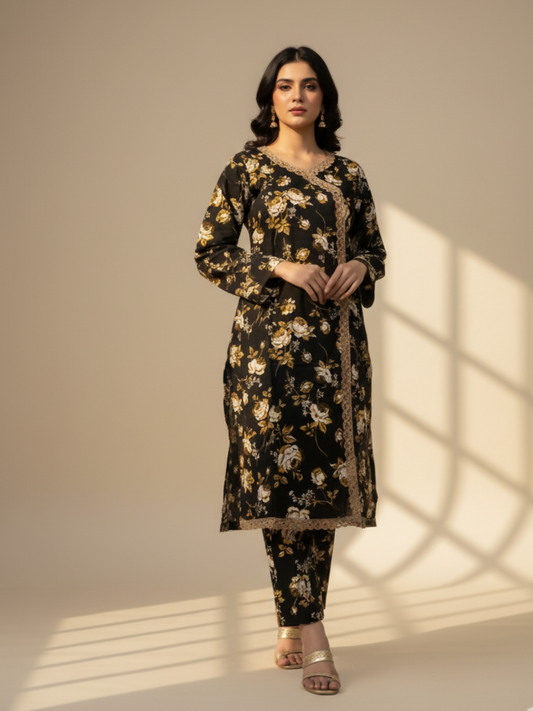 Bin Shaukat Khaddar Printed Stitched 2-Piece Suit