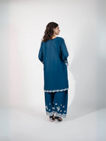 HU Studios Karam Collection Lawn Embroidered Stitched 2-Piece Suit-Blue