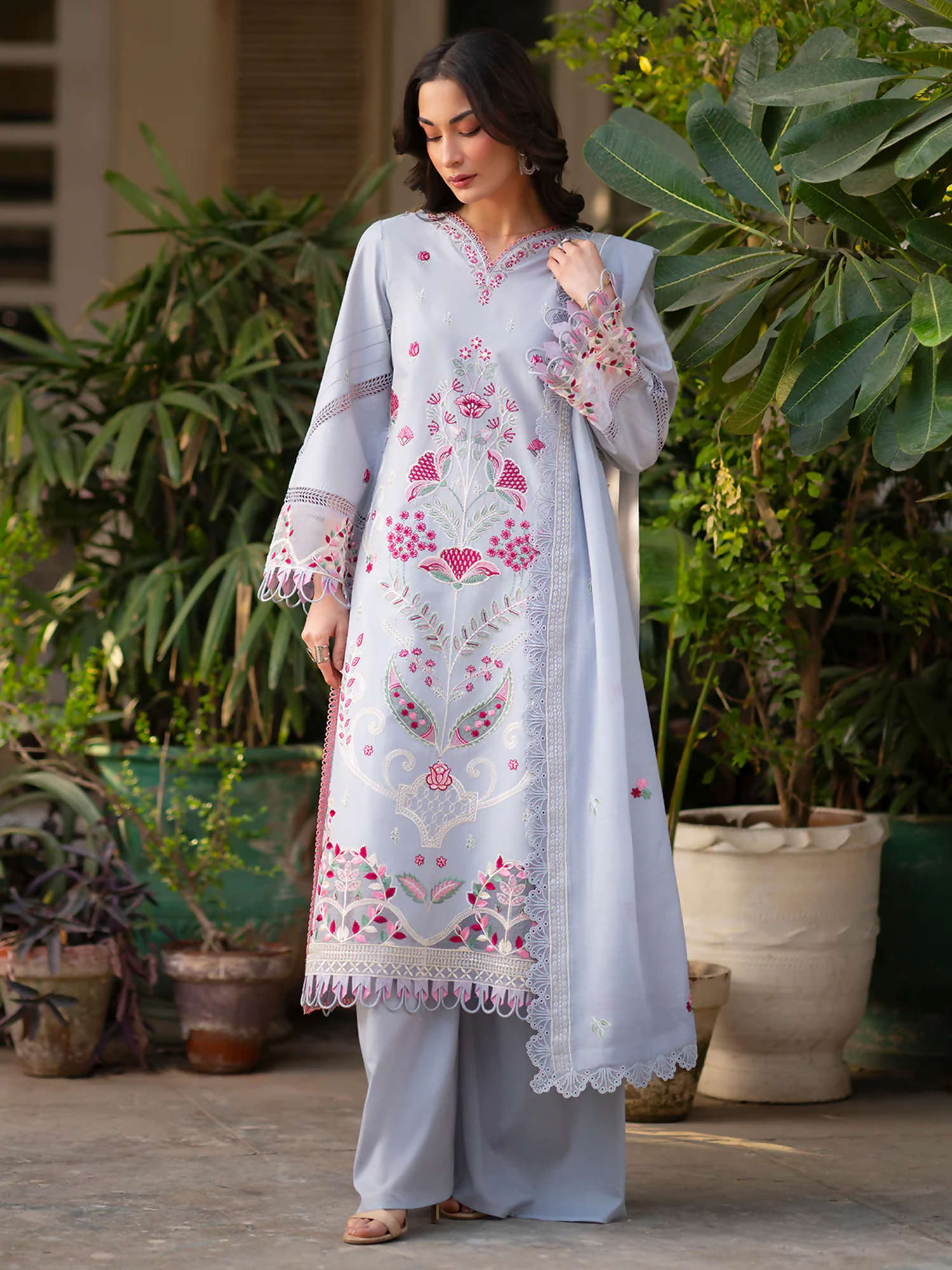 Mahnur Ember Lawn Embroidered Unstitched 3-Piece Suit-EM-008