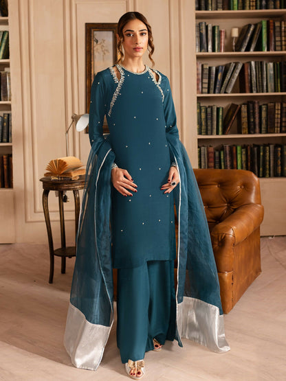 Allure By IH Luxury Pret Raw Silk Embellished Stitched 3-Piece Suit-Lucine