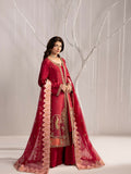 Shurooq Echoes In Bloom Raw Silk Embellished Stitched 3-Piece Suit-Scarlet Reverie