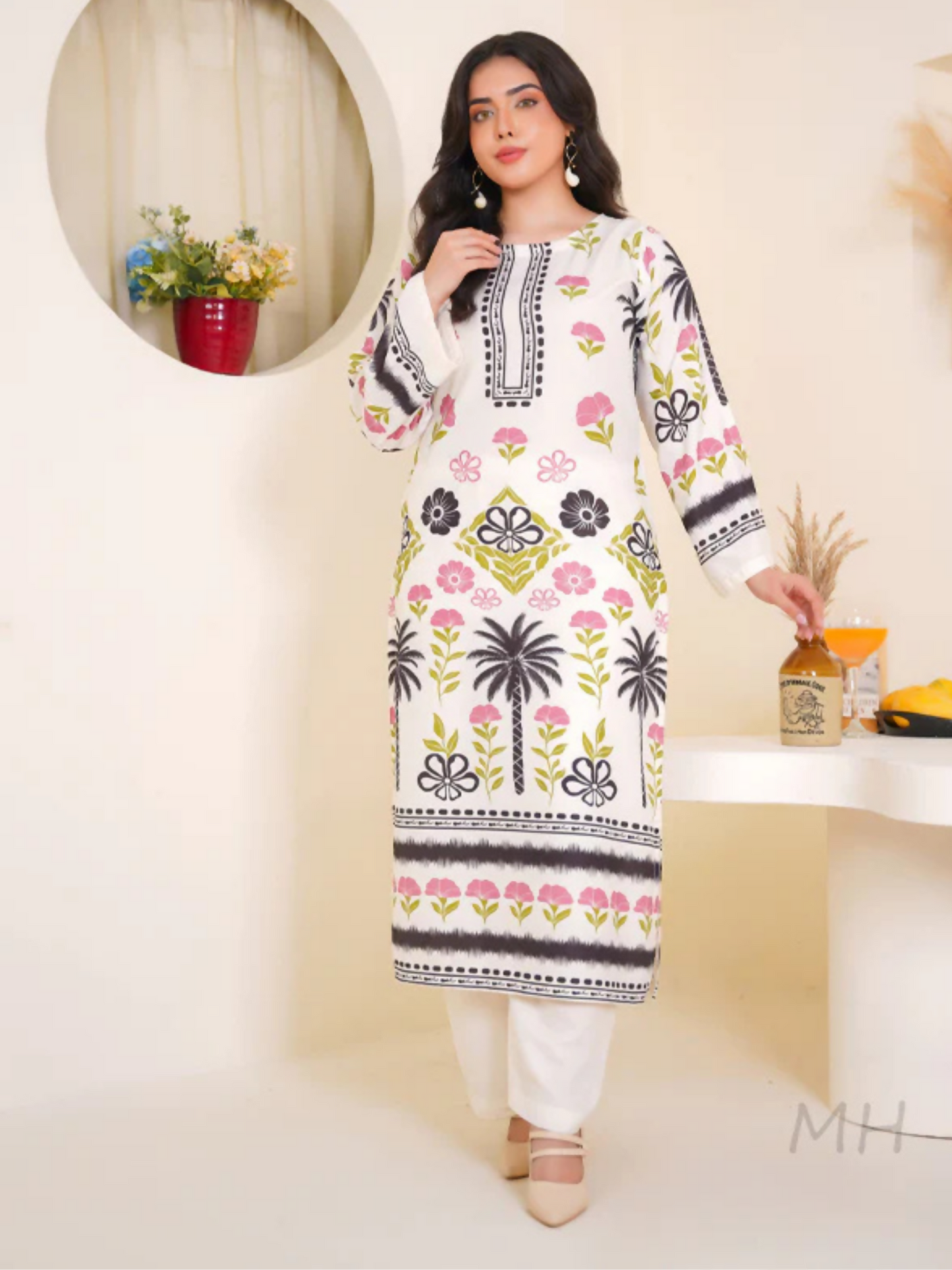 MH Cloth House Poly Lawn Printed Stitched 2-Piece Suit-Sahiba