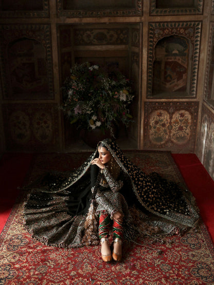 Hussain Rehar Massarat Festive Unstitched'25 Korean Raw Silk Embroidered 3-Piece Suit-Noor Jehan