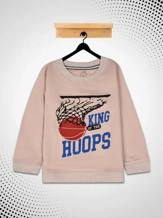Funky's kid's Kings of the hoops Printed Baby Pink Sweat Shirt-10195