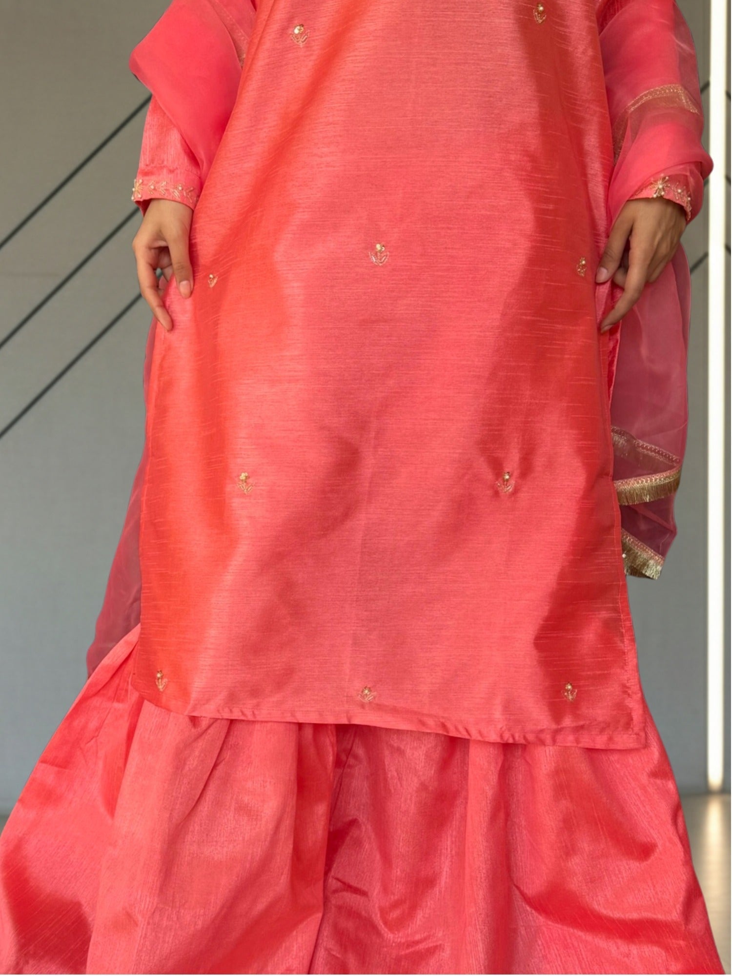 Savarna Raw Silk Embellished Gharara Set