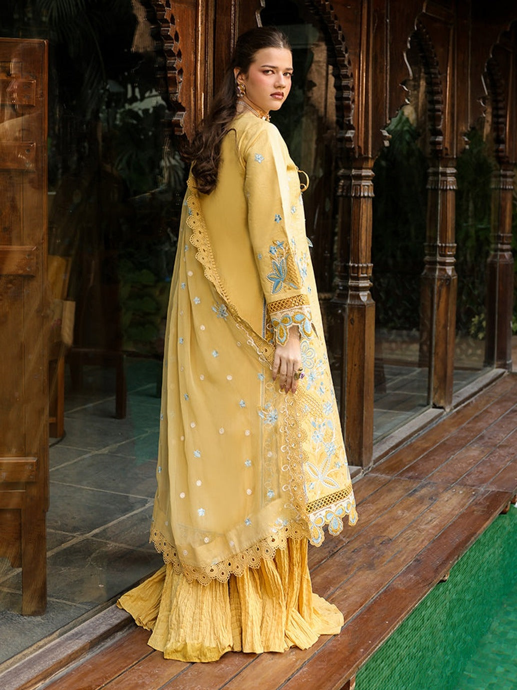 Yellow-Mahnur Shanaya Lawn Vol 2 Embroidered Stitched 3-Piece Suit-SH-04