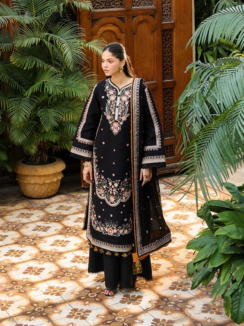 Black-Mahnur Shanaya Lawn Vol 2 Embroidered Stitched 3-Piece Suit-SH-06