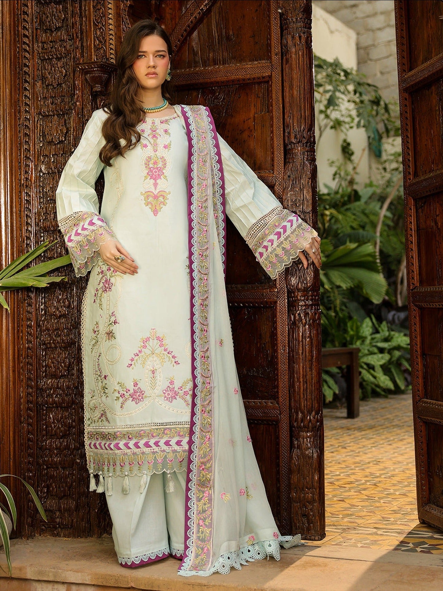 Green-Mahnur Shanaya Lawn Vol 2 Embroidered Stitched 3-Piece Suit-SH-12
