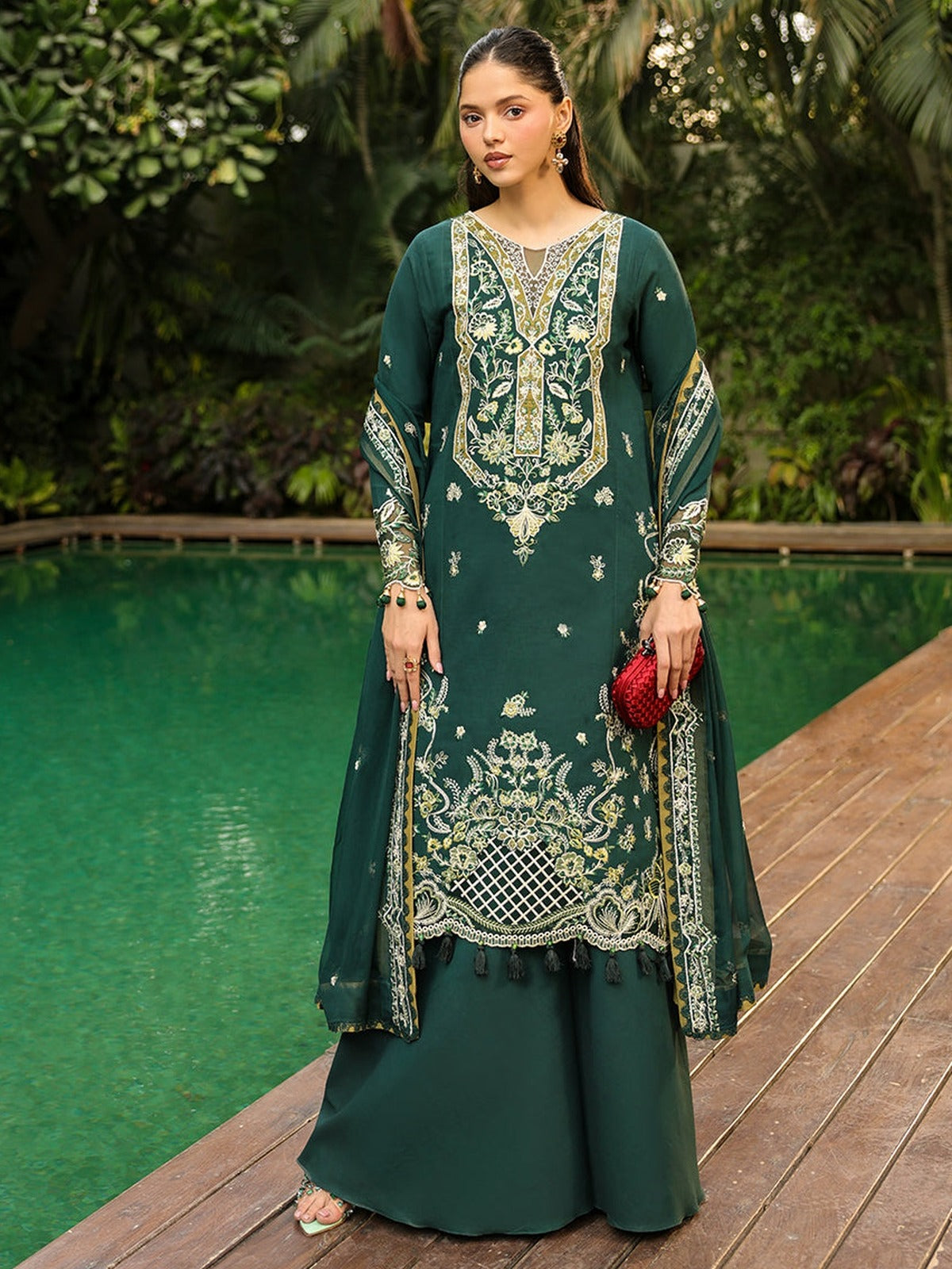 Green-Mahnur Shanaya Lawn Vol 2 Embroidered Stitched 3-Piece Suit-SH-13