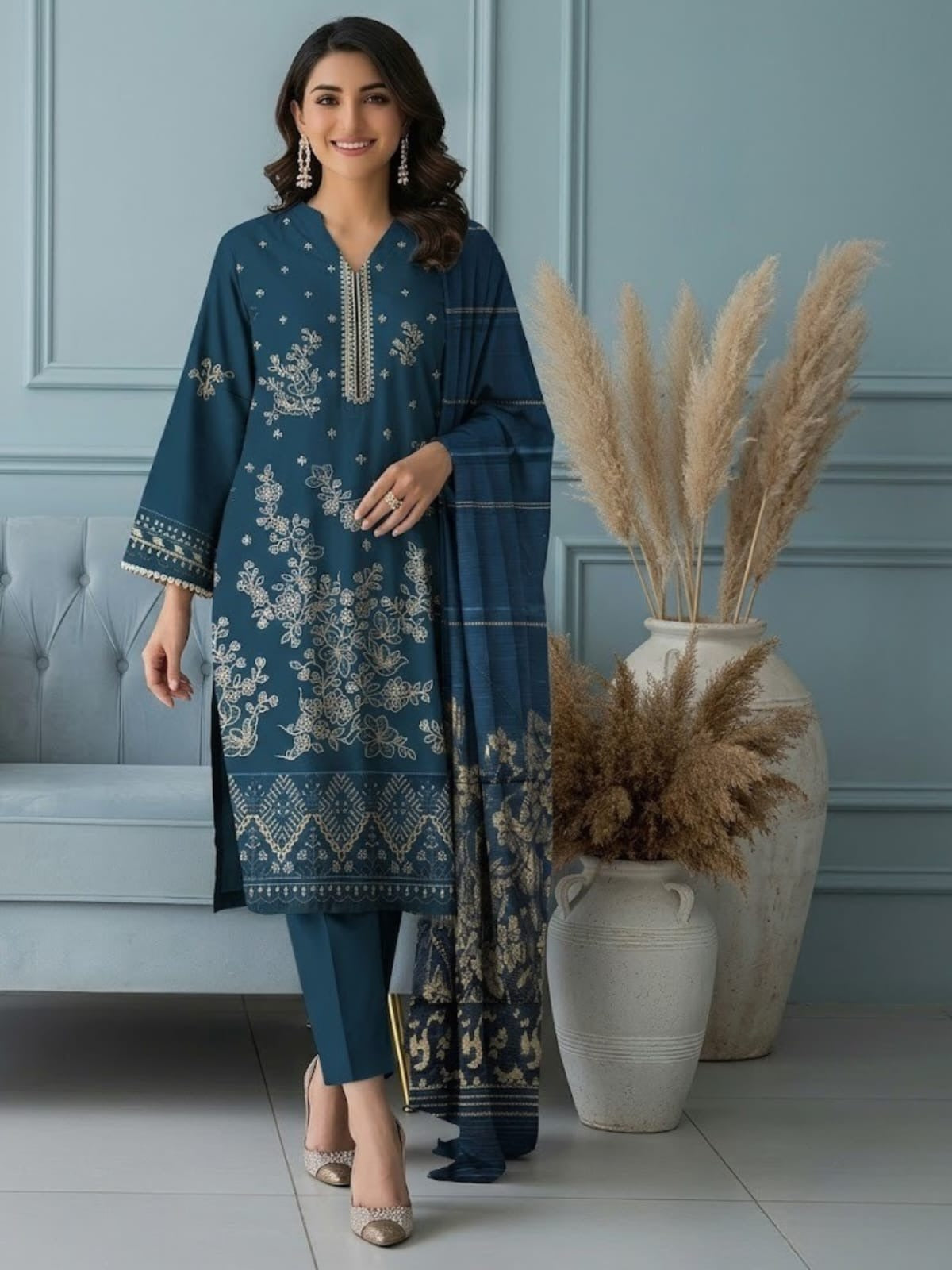 Bin Shaukat Vol 64 Bana Dora Lawn Embroidered Unstitched 3-Piece Suit