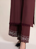 Maroon Ayat Closet Linen Embroidered Stitched 2-Piece Suit-Blossom