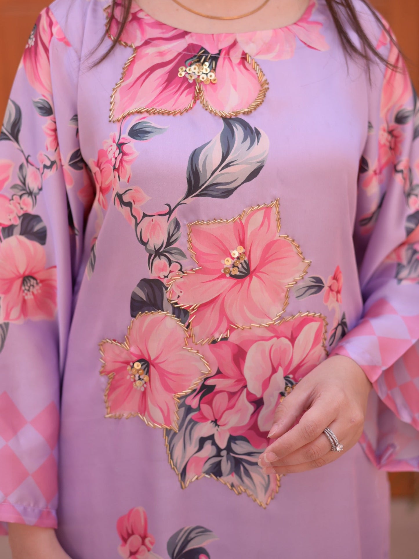 Lavender MH Cloth House Silk Printed Stitched 2-Piece Suit-Sukoon