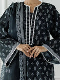 Black -Orient Lawn Printed Unstitched 3-Piece Suit-OTL-25-030