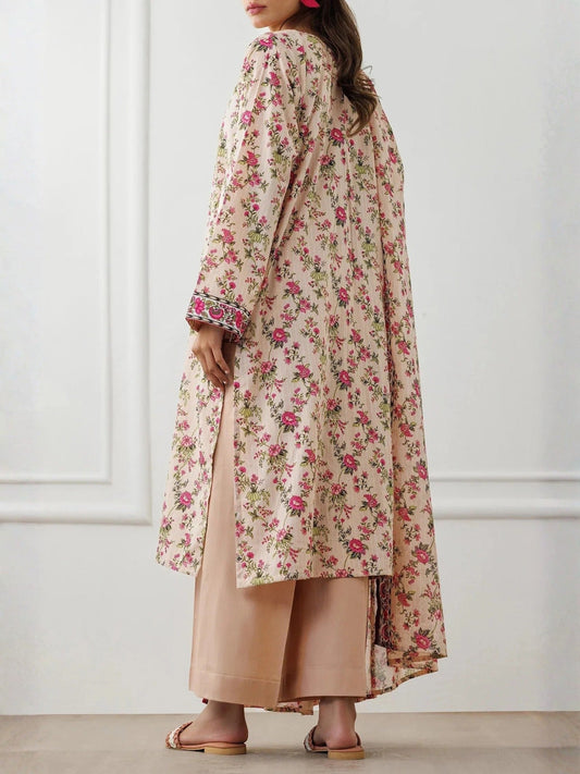 Peach-Orient Lawn Printed Unstitched 3-Piece Suit-OTL-25-319