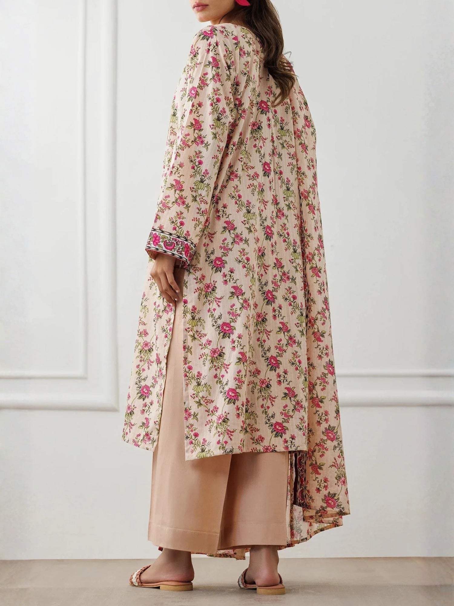 Peach-Orient Lawn Printed Unstitched 3-Piece Suit-OTL-25-319