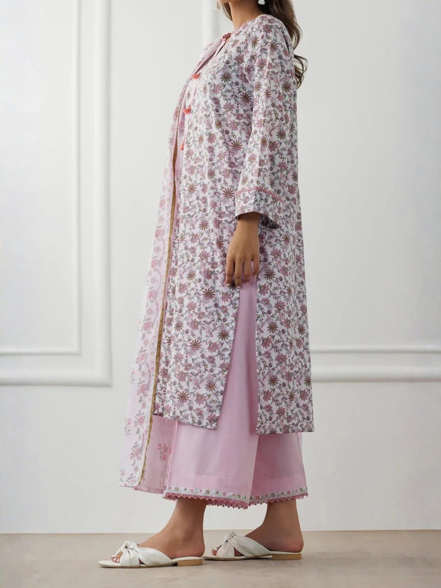 Pink-Orient Lawn Printed Unstitched 3-Piece Suit-OTL-25-021