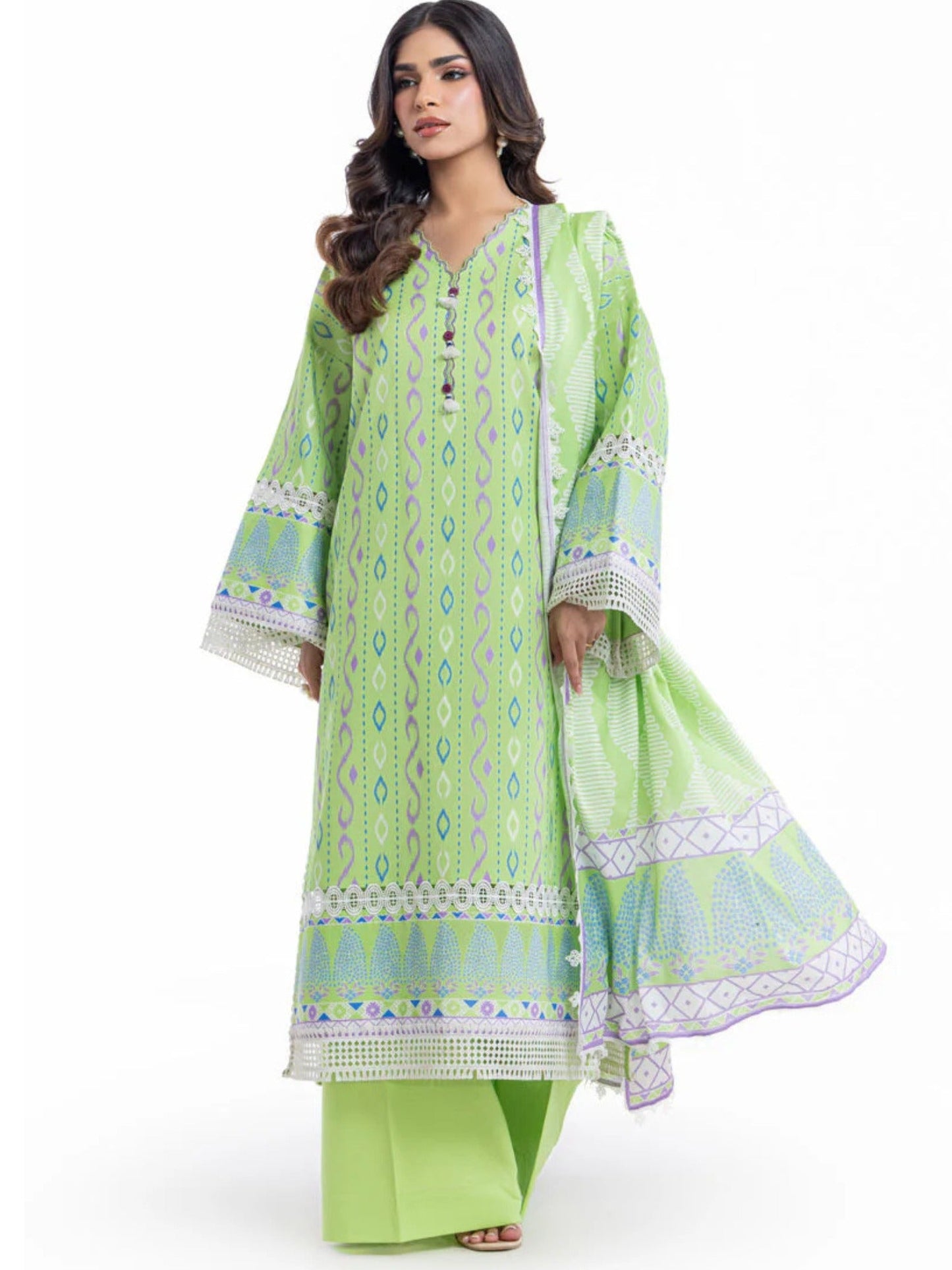 Green-Bonanza Satrangi Lawn Printed Unstitched 3-Piece Suit-WUSDPBS26LI1F9