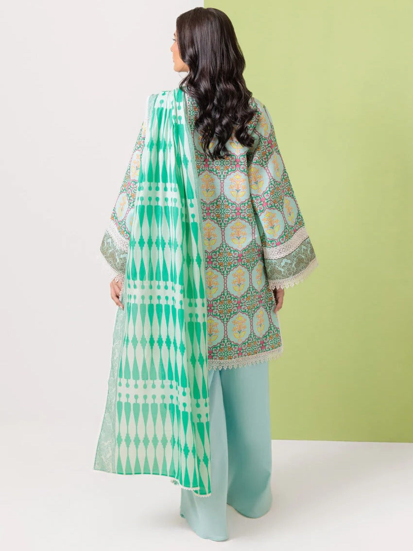Blue and Green-Bonanza Satrangi Lawn Printed Unstitched 3-Piece Suit-WUS25P3093