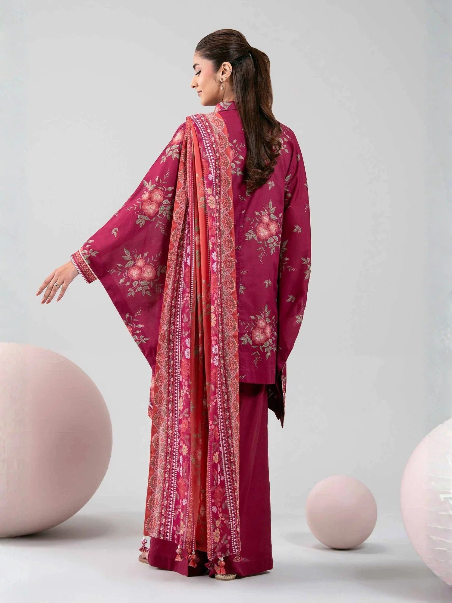 Magenta- Nishat Lawn Printed Unstitched 3-Piece Suit-42602353