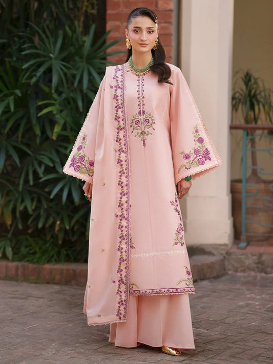 Pink-Mahnur Fiona Lawn'26 Embroidered Stitched 3-Piece Suit-F-01