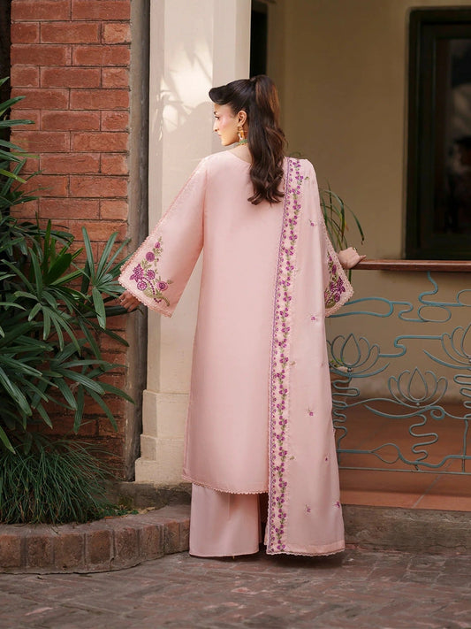 Pink-Mahnur Fiona Lawn'26 Embroidered Stitched 3-Piece Suit-F-01
