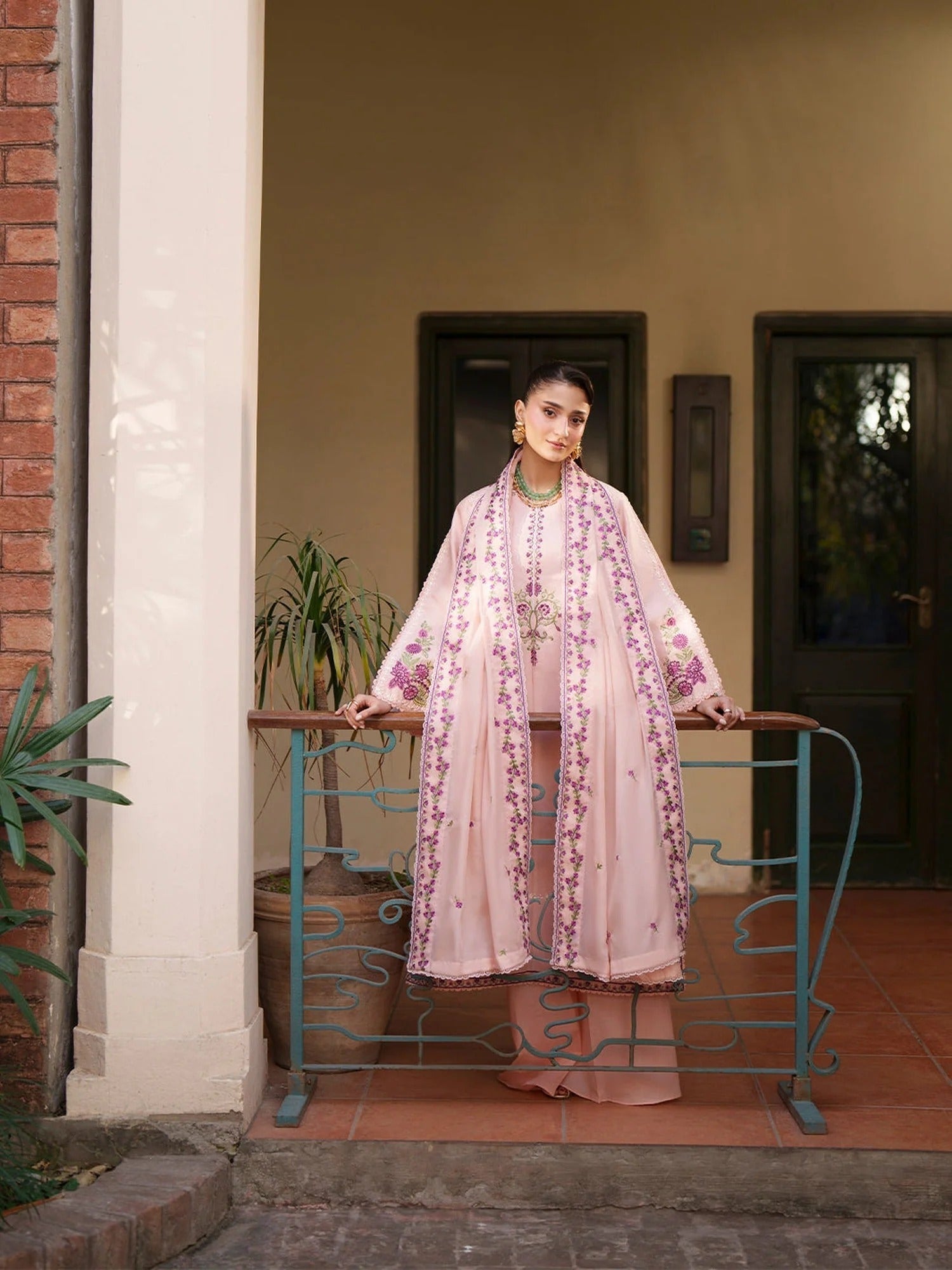 Pink-Mahnur Fiona Lawn'26 Embroidered Stitched 3-Piece Suit-F-01