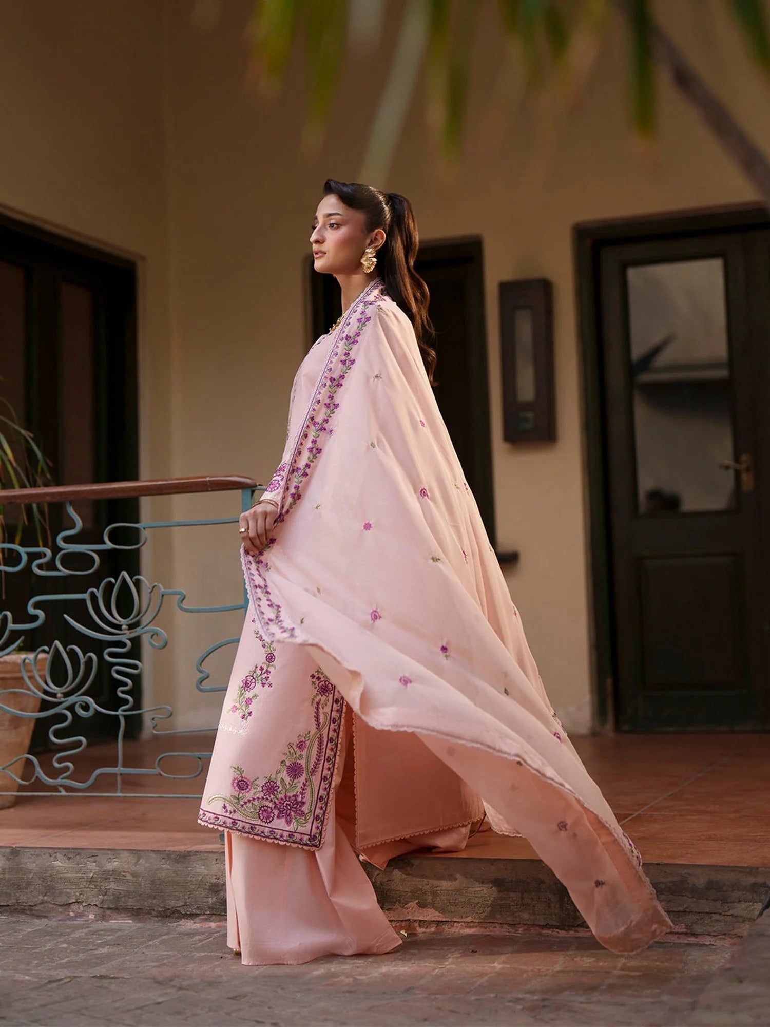 Pink-Mahnur Fiona Lawn'26 Embroidered Stitched 3-Piece Suit-F-01