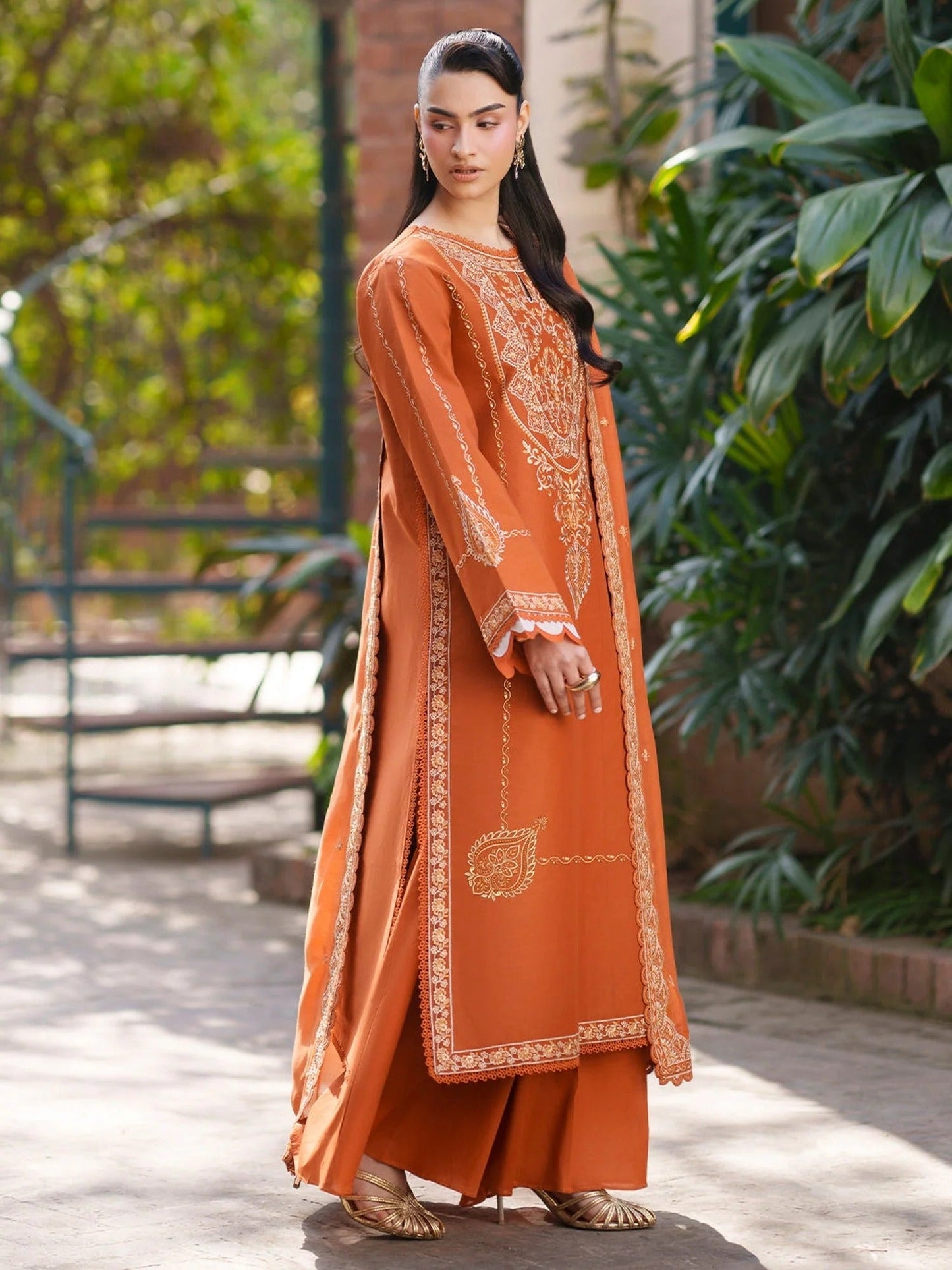Orange-Mahnur Fiona Lawn'26 Embroidered Stitched 3-Piece Suit-F-02