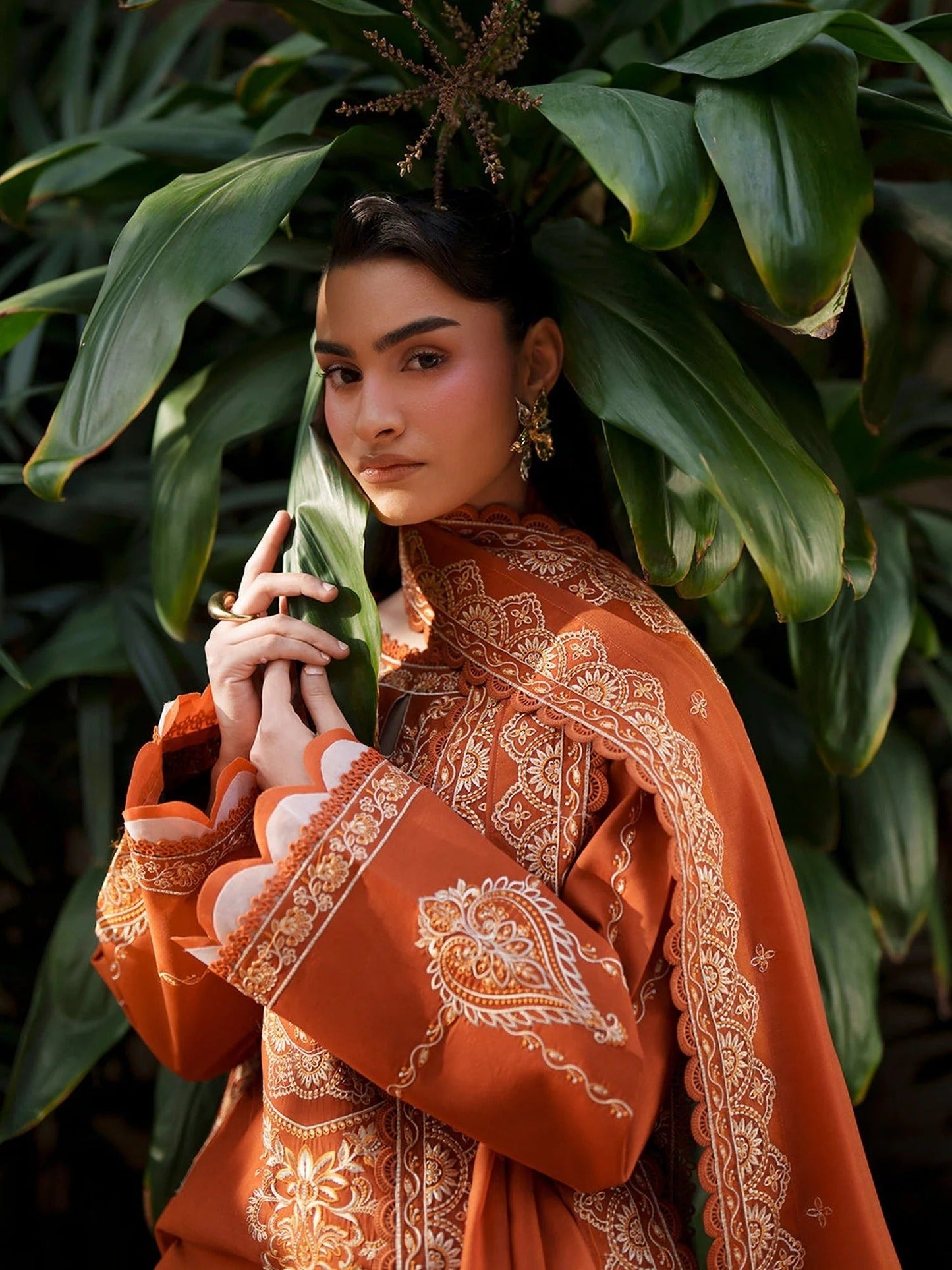 Orange-Mahnur Fiona Lawn'26 Embroidered Stitched 3-Piece Suit-F-02