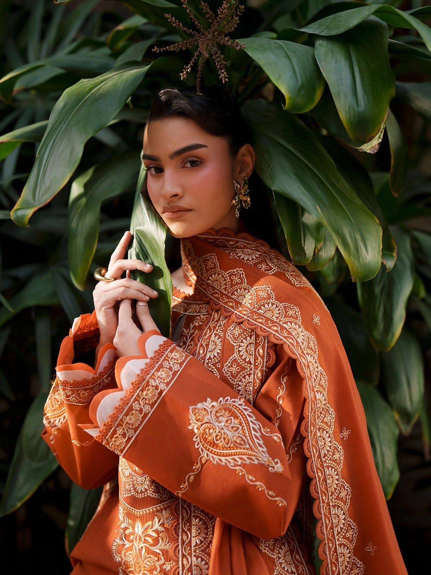 Orange-Mahnur Fiona Lawn'26 Embroidered Stitched 3-Piece Suit-F-02