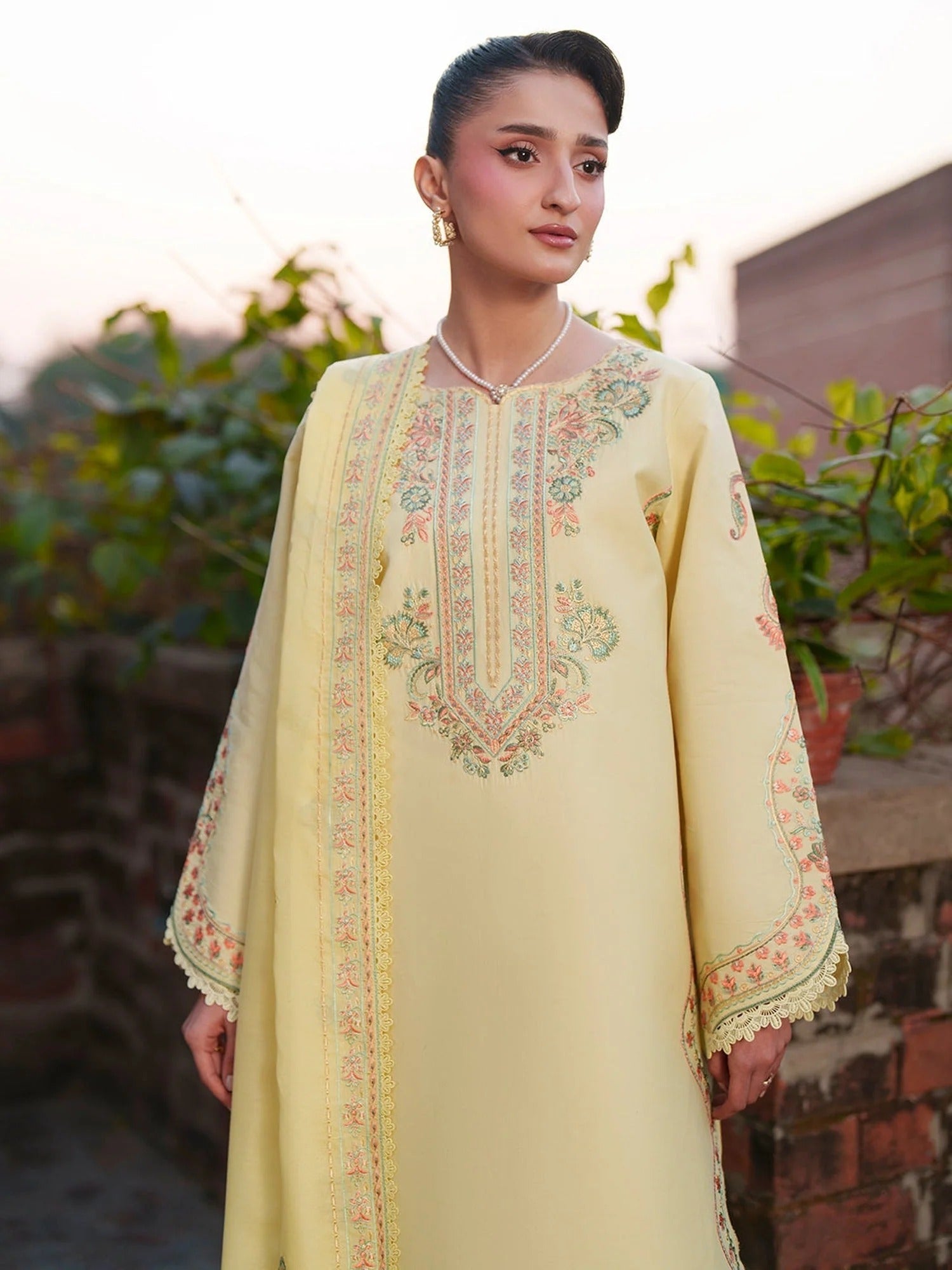 Yellow-Mahnur Fiona Lawn'26 Embroidered Stitched 3-Piece Suit-F-05