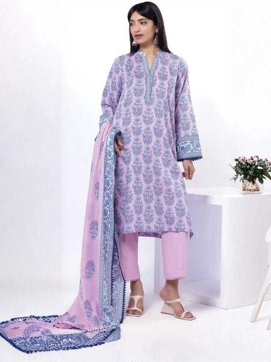 Lilac Khaddi Lawn Printed Unstitched 3-Piece Suit-SS2197A