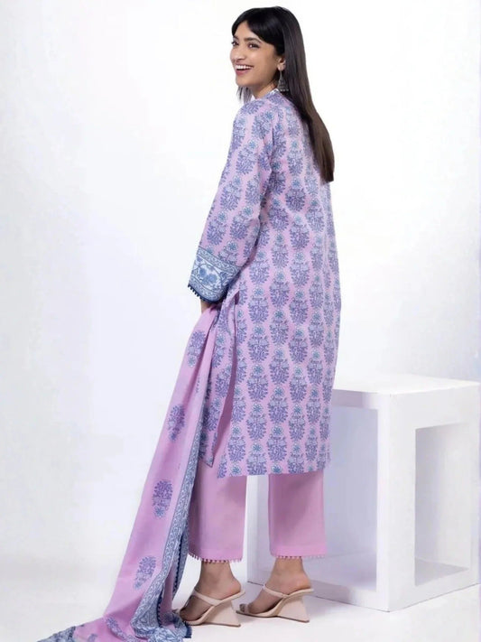 Lilac Khaddi Lawn Printed Unstitched 3-Piece Suit-SS2197A