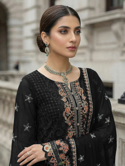 Black-Noori Chiffon Embellished Stitched 3-Piece Suit-BCE26011