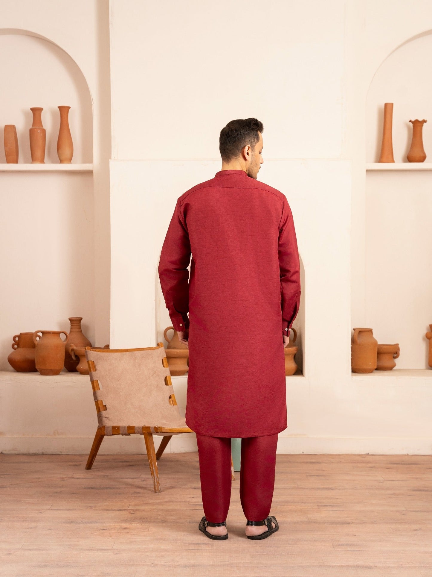 Red Dot N Dot Andaaz Silk Kurta Pajama-Rangrez