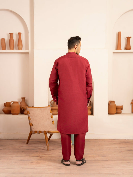 Red Dot N Dot Andaaz Silk Kurta Pajama-Rangrez