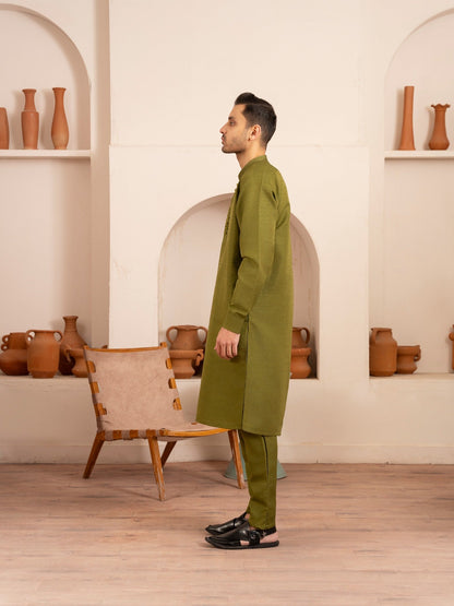 Green-Dot N Dot Andaaz Silk Kurta Pajama-Azlan