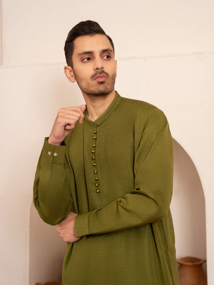 Green-Dot N Dot Andaaz Silk Kurta Pajama-Azlan
