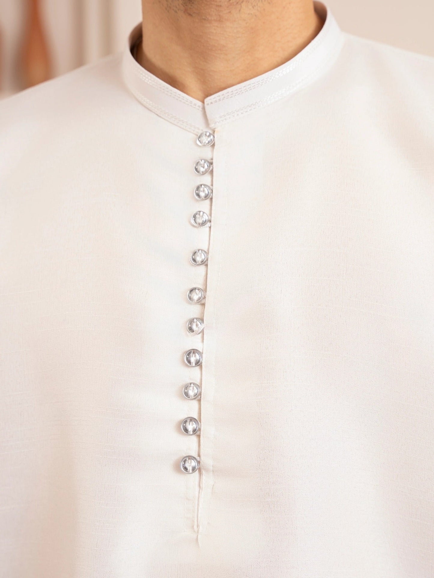 White-Dot N Dot Andaaz Silk Kurta Pajama-Zehan