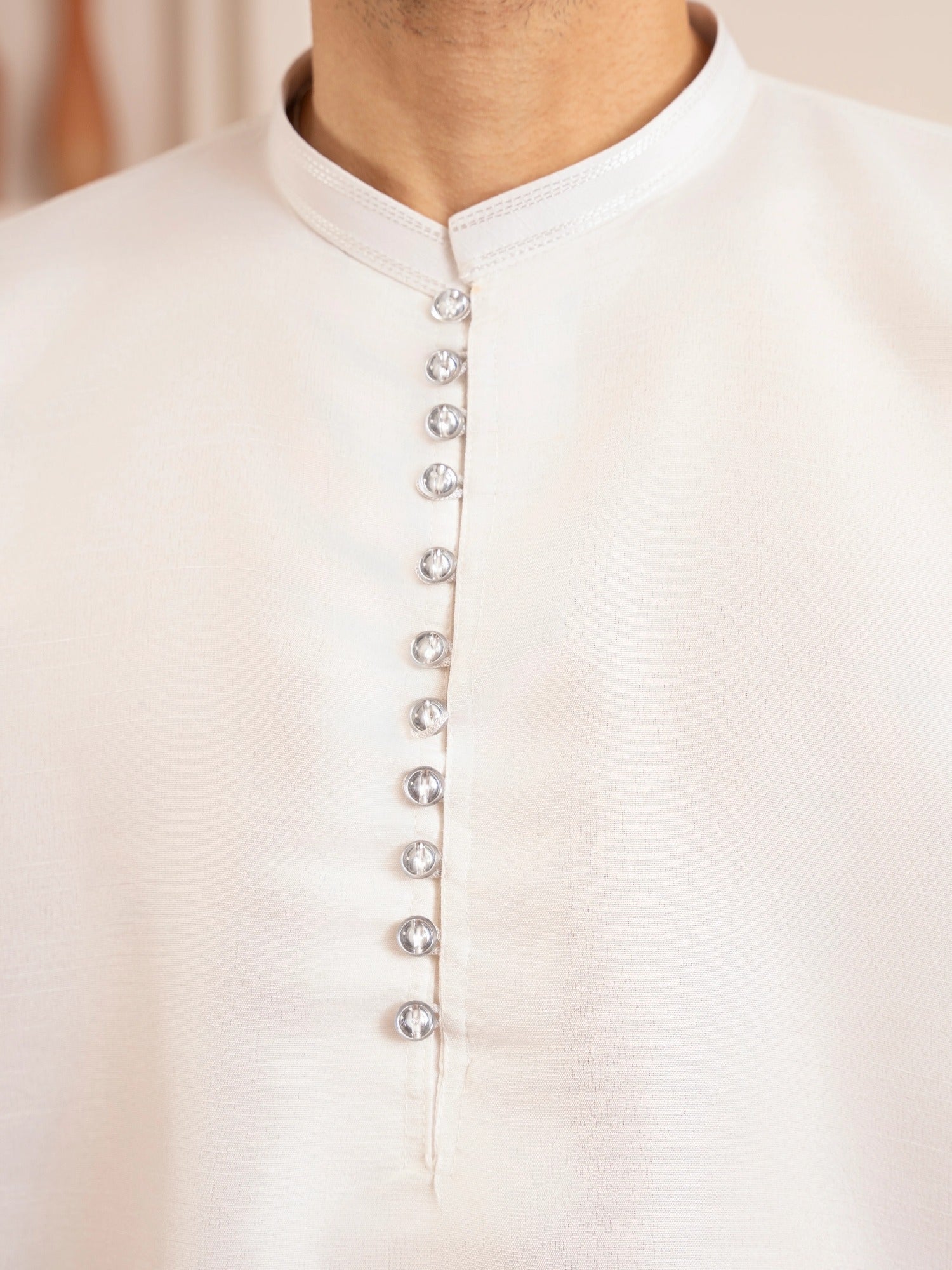 White-Dot N Dot Andaaz Silk Kurta Pajama-Zehan