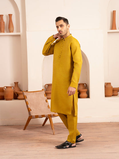 Yellow-Dot N Dot Andaaz Silk Kurta Pajama-Tariq