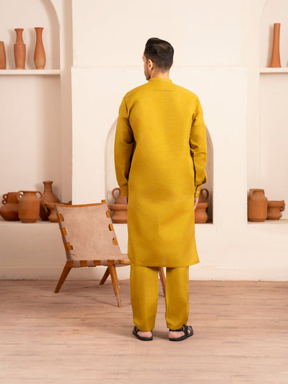 Yellow-Dot N Dot Andaaz Silk Kurta Pajama-Tariq