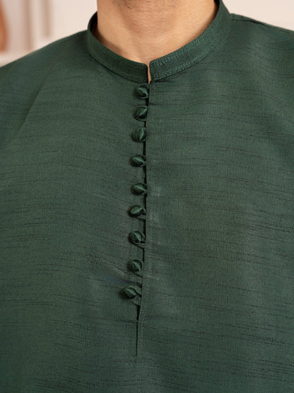 Green-Dot N Dot Andaaz Silk Kurta Pajama-Basil
