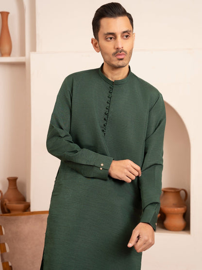 Green-Dot N Dot Andaaz Silk Kurta Pajama-Basil