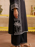 Black-Khubsurat Libas Linen Embroidered Stitched 2-Piece Suit-Black Elaf