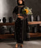 Khubsurat Libas Linen Embroidered Stitched 3-Piece Suit-Black Horiya