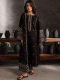 Black-Khubsurat Libas Linen Embroidered Stitched 3-Piece Suit-Black Horiya 