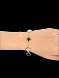 Black,Golden and White-Loyalies Adjustable Clover Bracelet-CL-BLK-008