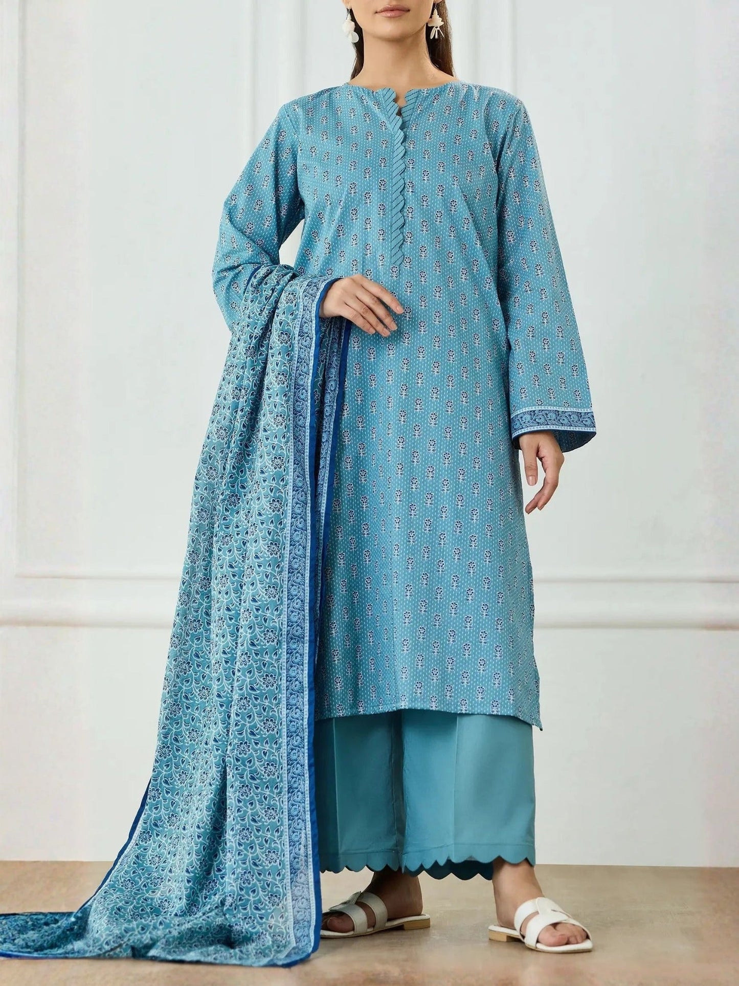 Sky Blue-Orient Lawn Printed Unstitched 3-Piece Suit-OTL-25-497/U SKY BLUE